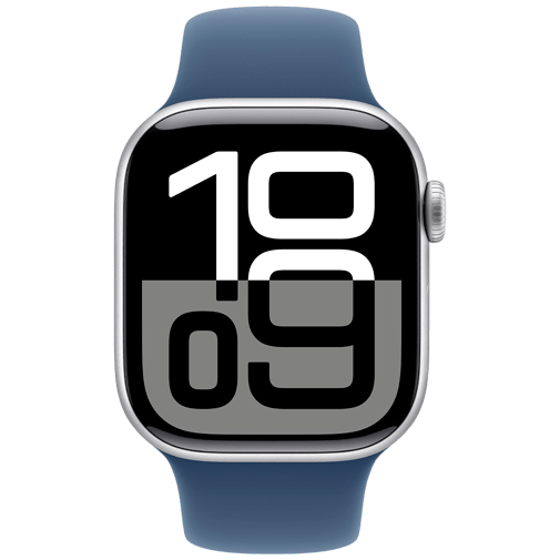 Apple Watch Series 10 42mm Zilver (Blauwe Rubberen Band M/L)