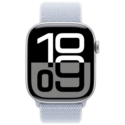 Apple Watch Series 10 4G 46mm Zilver (Lichtblauwe Nylon Band)