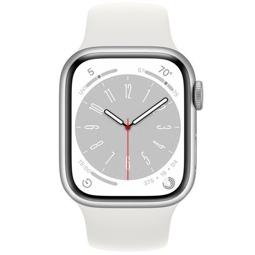 Apple Watch Series 8 41mm Zilver (Witte Siliconenband)